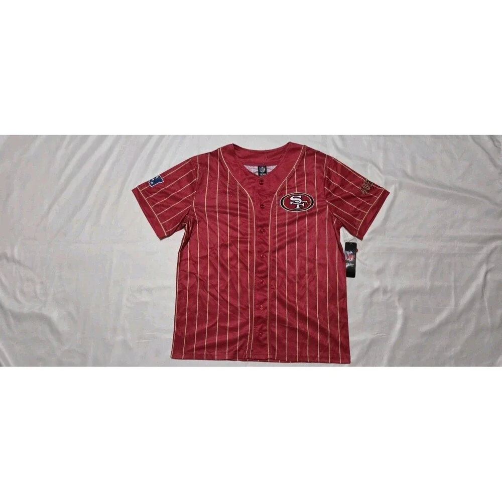 San Francisco 49ers Baseball Jersey Red And Gold Stripes Size Medium NWT